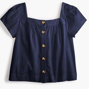 J Crew Point Sur Button Front Square Neck Top